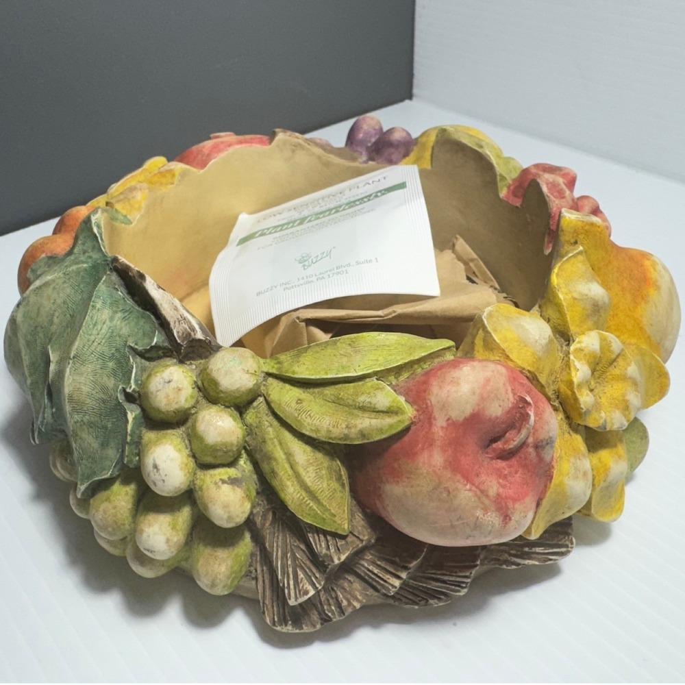 Vintage Hen-Feathers Hand Cast Fruit Planter Centerpiece Bowl Tuscan Kitchen